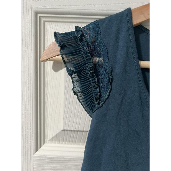 ARMANI EXCHANGE Women Teal Flutter Sleeve Top Green Size S Cotton A001981 - Picture 6 of 8